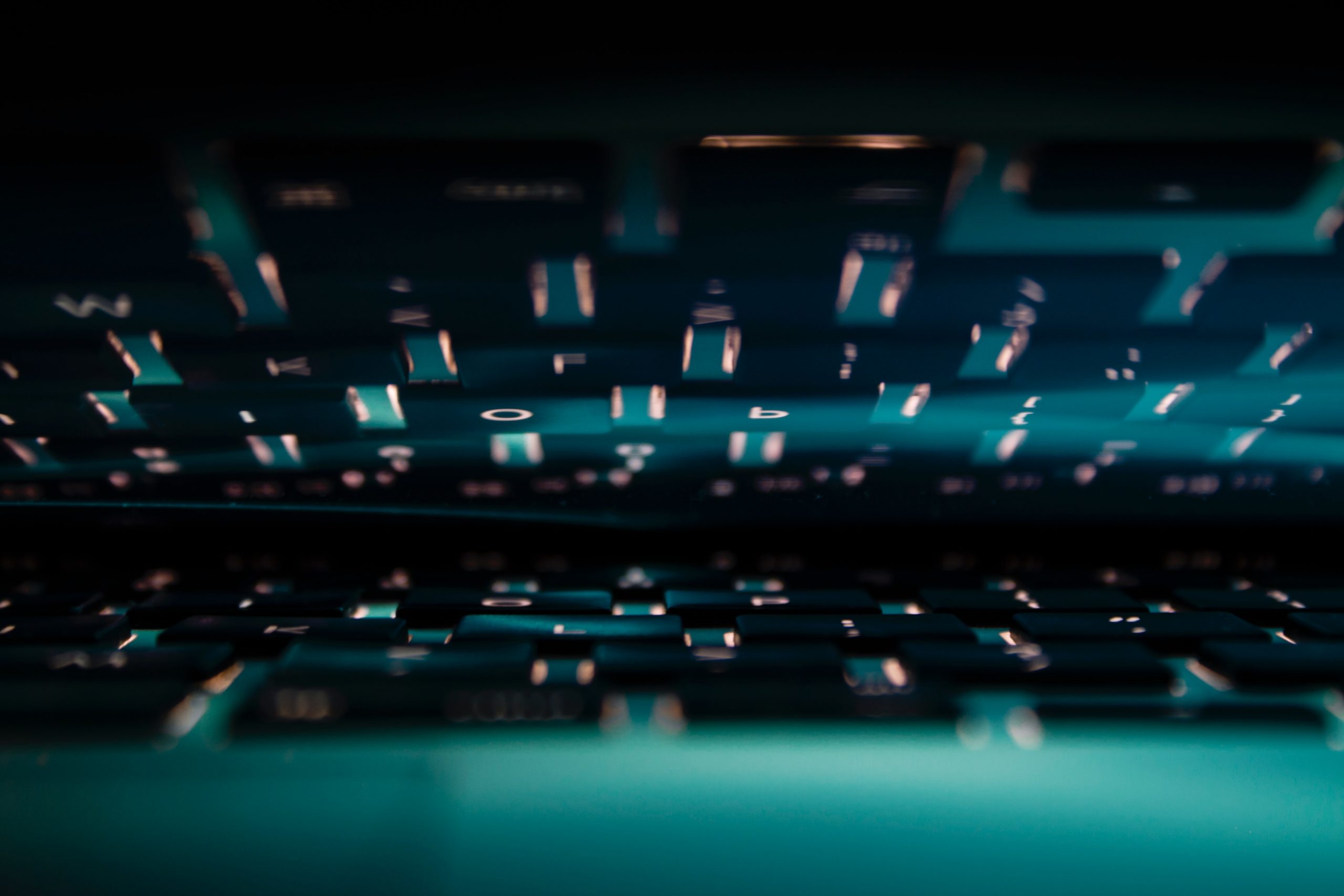 Photo of a backlit keyboard up close